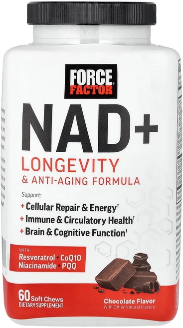 포스팩터 FORCE FACTOR NAD + Longevity & Anti-Aging Formula Chocolate 60 Soft Chews, 포스팩터 FORCE FACTOR, NAD + Longe, 1개 - 쿠팡