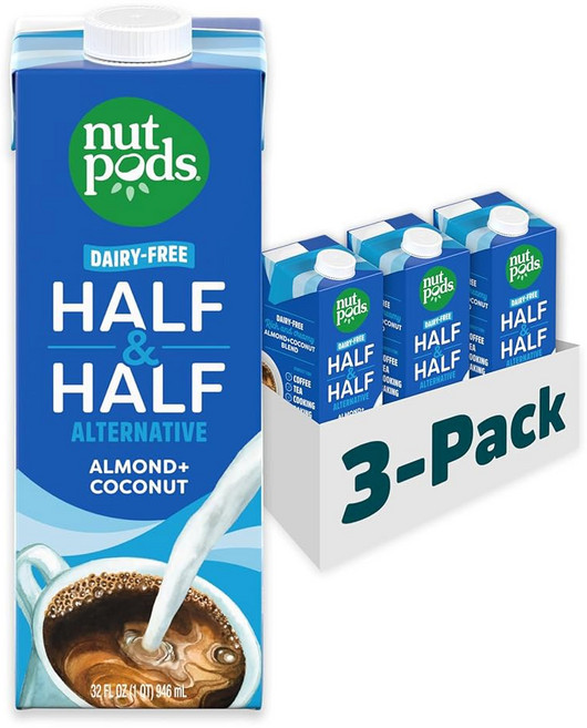 견과류 무설탕 반반 유제품 커피 크리머 6팩, Half & Half 32oz 3-Pack