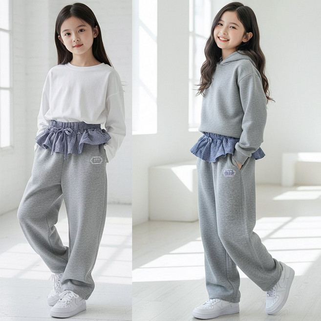 달콩슈 주니어용 프릴 트레이닝 팬츠 와이드 커브드 여아 DKW211