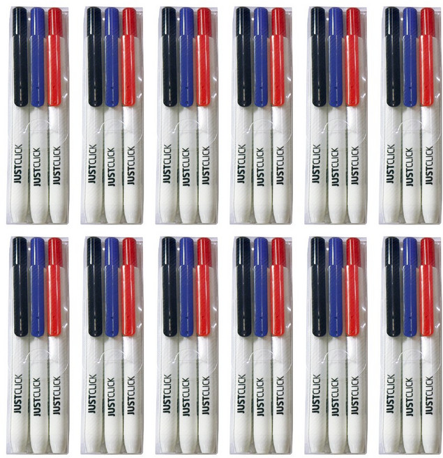 모리스 저스트클릭 노크식 네임펜 S, 12개, 3색 세트