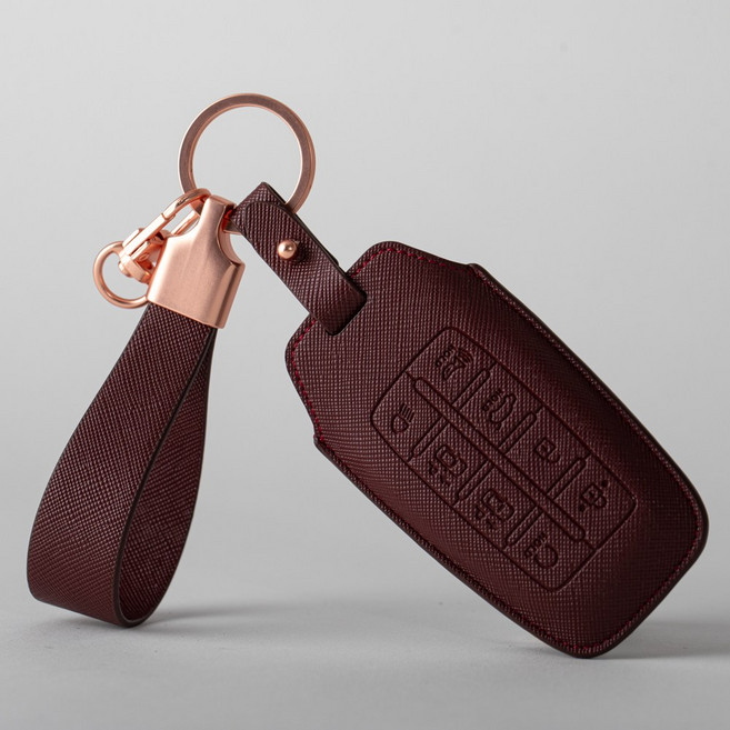 (무료각인)제네시스 호환 차키케이스 스마트 키커버 차키홀더 사피아노 가죽, 로즈골드, 제네시스 A, 로얄버건디