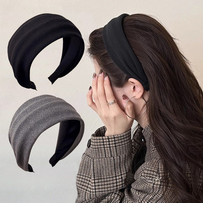 2개세트 워더미 심플 무지 여성 헤어 반다나 넓은 머리띠 C2003