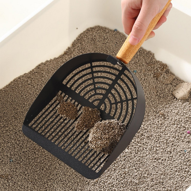 크레용펫 고양이모래삽 똥삽 블랙 스텐 벤토나이트 두부모래 삽, 1개