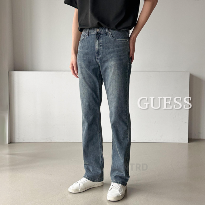 게스 스트레이트 핏 남성 청바지 스판 사계절 데님