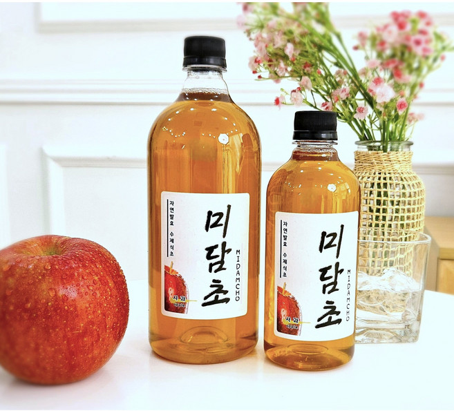미담초 애사비 자연발효 국내산 수제식초 사과식초 발효식초 애사비식초, 1개, 500ml