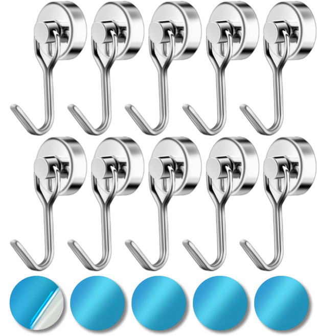 쿠민 초강력 네오디움 고리자석 360도 회전형 후크 20mm, 10개, 실버