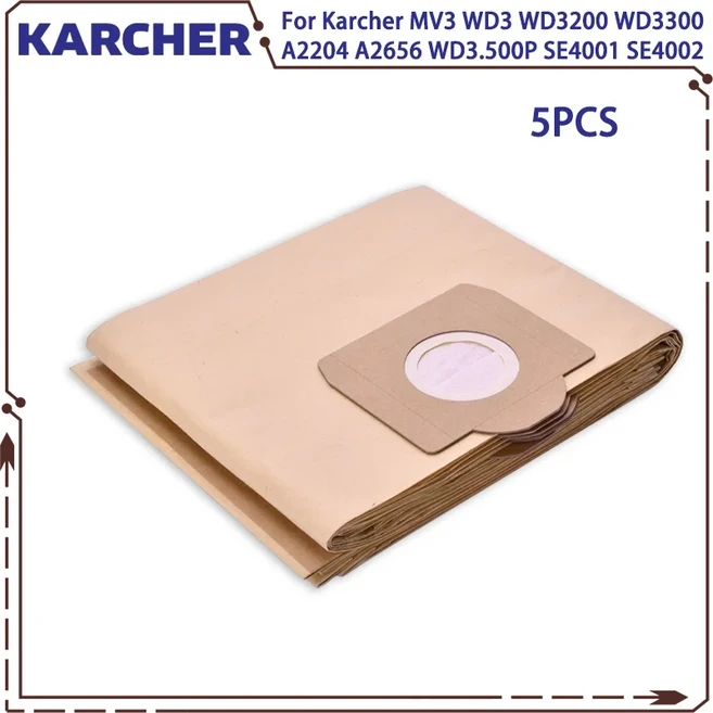 Karcher MV3 WD3 WD3200 A2204 A2656 WD3.500P SE4001 Rowenta RB88 RU100 용 진공 청소기 부품 먼지 봉투