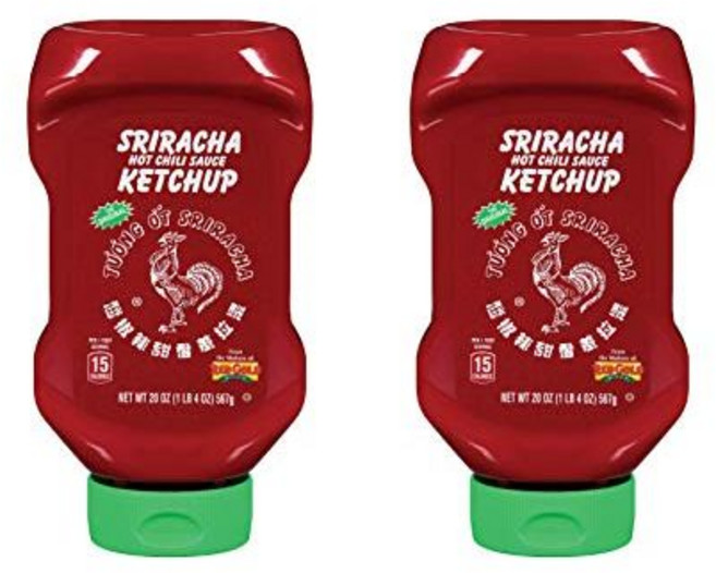 Huy Fong Food Huy Fong Sriracha Hot Chili Sauce Ketchup 20oz 스리라차 핫 칠리 소스 케찹 20온스 567g 2개팩, 1.25 파운드 x 2팩, 2개