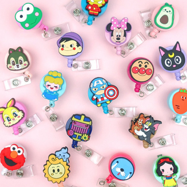 360도 회전 집게 캐릭터 릴홀더 간호사 테이프걸이 필수템 용품, 061.코랄핑크/꽃망울핑크