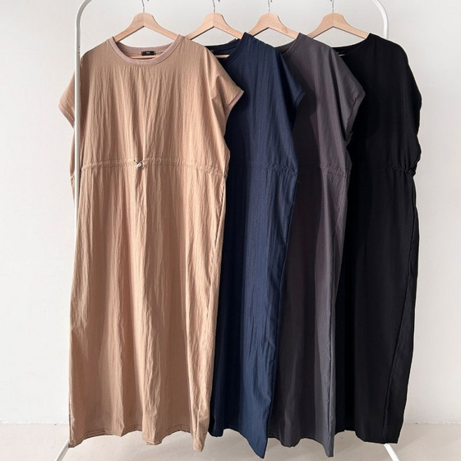 더한땀 빅사이즈 스트링 바스락 아노락 원피스