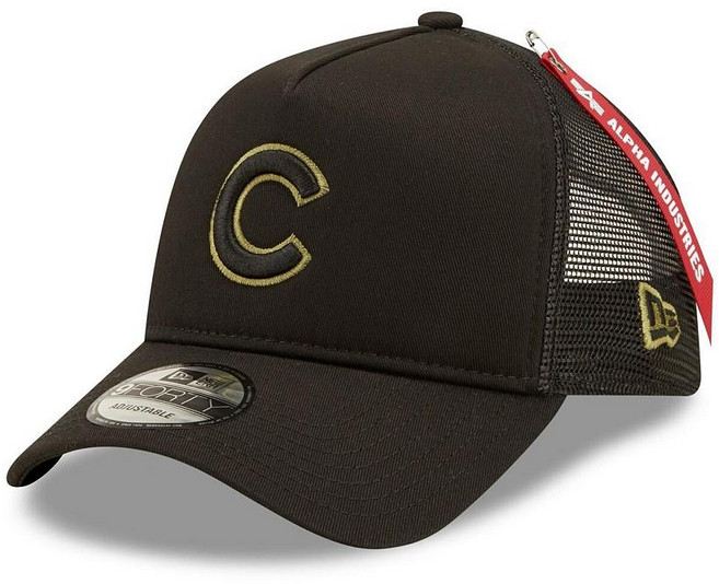 New Era 블랙 프라이데이 남성 X Alpha Industries 시카고 컵스 A-프레임 9포티 트럭커 스냅백 모자