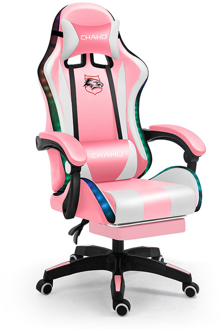 게이밍 의자 컴퓨터 pc방 각도 허리 등받이 목 보호, 핑크