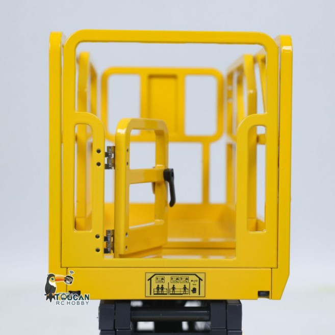 1/14 CNC 금속 업그레이드형 원격 제어 유압식 고소작업대 자주식 RC 모델 후진 사운드 회전 조명 장난감