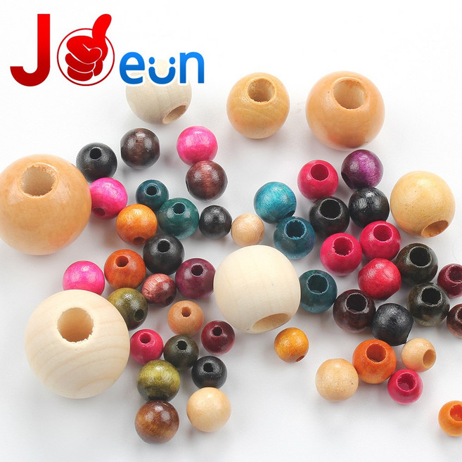 우드비즈 나무구슬 50개 나무비즈, 1세트, 나무구슬구멍-소6mm보라(30개)