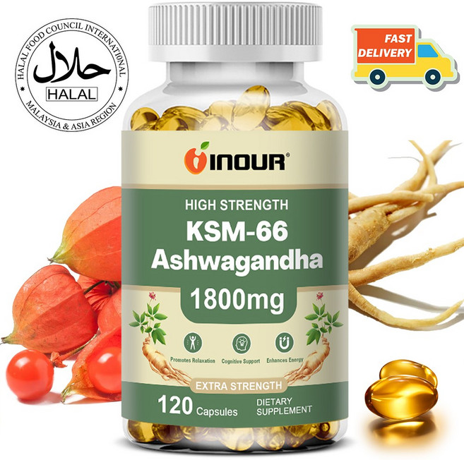 KSM-66 아슈와간다 1800mg 고함량 스트레스 케어 수면 영양제, 1개, 60정