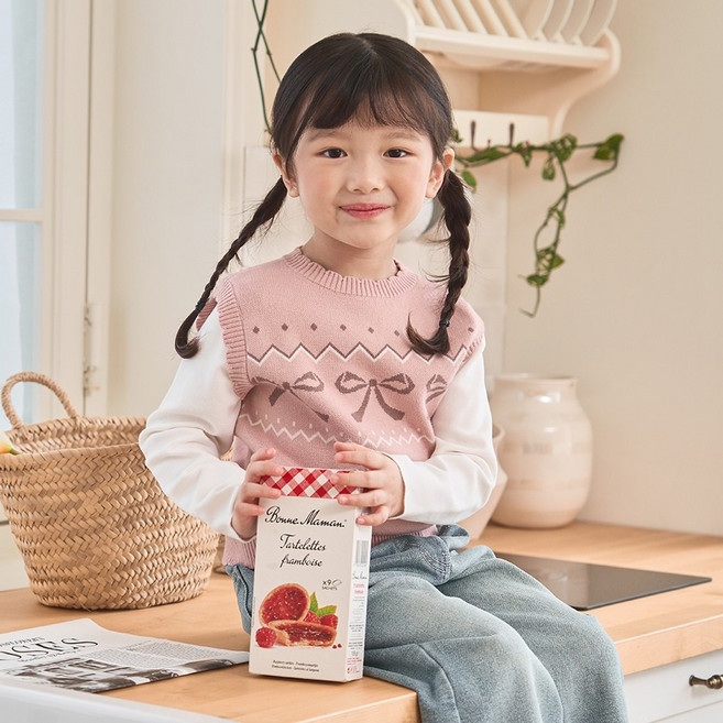 [치크] 리본 페어아일 스웨터 풀오버 CKKA24W3G_GSA