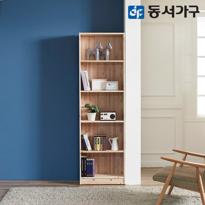 동서가구 삼나무 심플 600 원목 5단 책장 DF629142, 원목색
