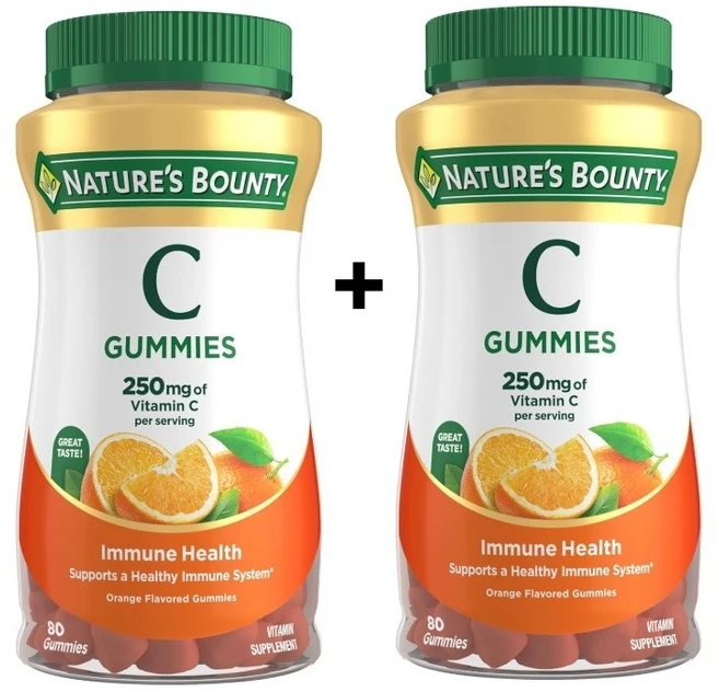 네이쳐스바운티 비타민 C 구미즈 오렌지 맛 250mg 구미 젤리 80정 2개 - 쿠팡
