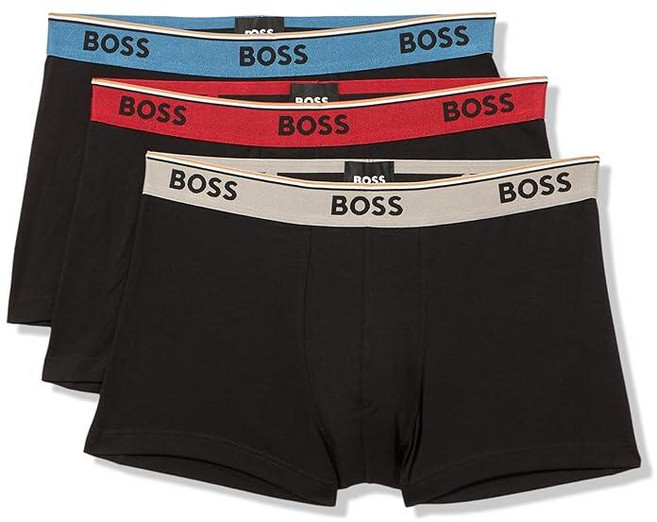 BOSS 남성용 3팩 멀티 컬러 볼드 로고 트렁크 피치 블랙. XXL