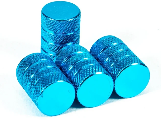 DSYCAR실버 타이어 밸브 스템 캡 널링 알루미늄 휠 에어 미국 슈레이더용 4 개, Light Blue