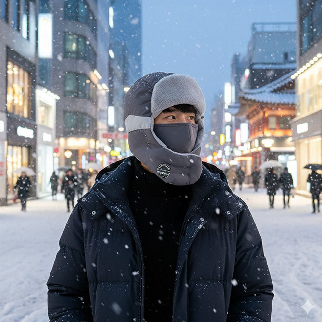 픽커스 방한 풀커버 기모 귀달이 군밤모자