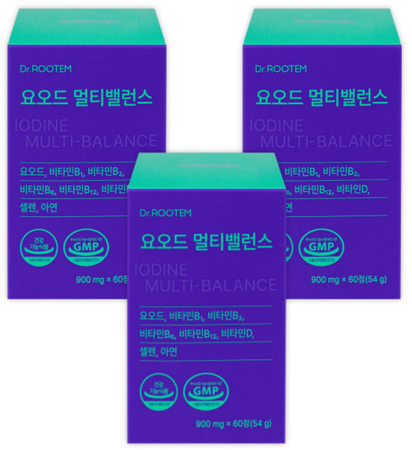 요오드영양제 갑상선영양제 아이오딘 요오드 갑상선 건강 iodine, 3세트, 60정