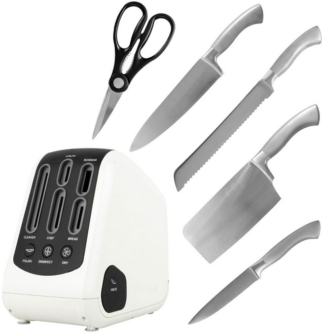BL컴퍼니 UV 칼소독기 칼 살균기 + 칼세트 가위 부엌칼 빵칼 중식도 칼갈이 주방, 주방집기+소독살균기 세트