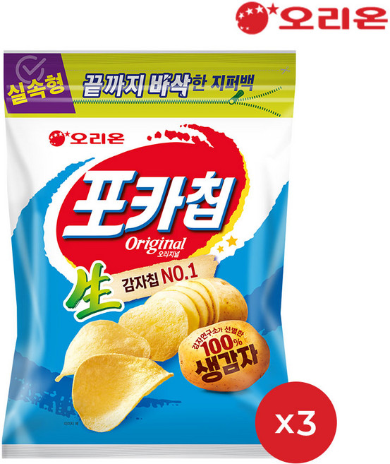 오리온 포카칩 오리지널 대용량 266gx3, 266g, 3개