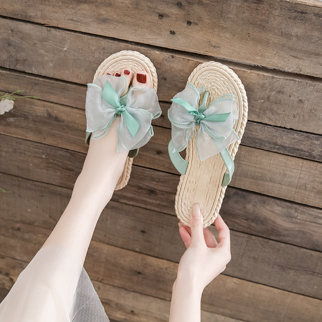 투니스 여성 메쉬 리본 쪼리 슬리퍼 2cm