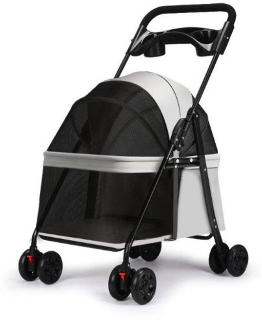 리틀보이 저상 강아지 유모차 퀵폴딩, 1개, 화이트