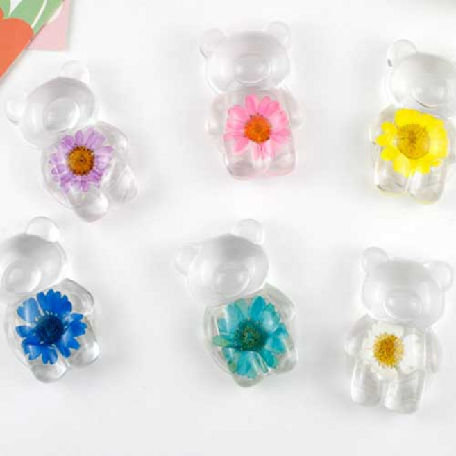 플라워 곰돌이 거치대 스마트톡, 과일, 보라, 1개