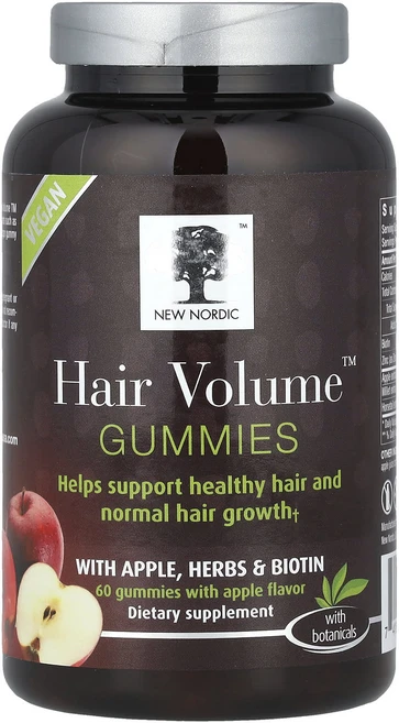 New Nordic 사과 허브 비오틴 함유 Hair 볼륨™ 구미젤리 구미젤리 60개, NewNordic사과허브비오틴함유Hair볼륨구미젤리구미, 1개, 60정 - 쿠팡