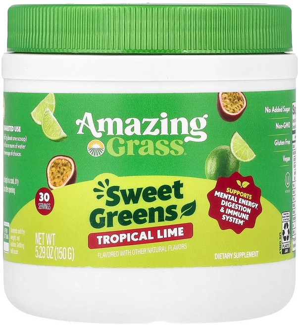 Amazing Grass 스위트 그린 트로피칼 라임 150g(5.29oz) Grass (어메이징 그래스), 150g, 1개 - 쿠팡