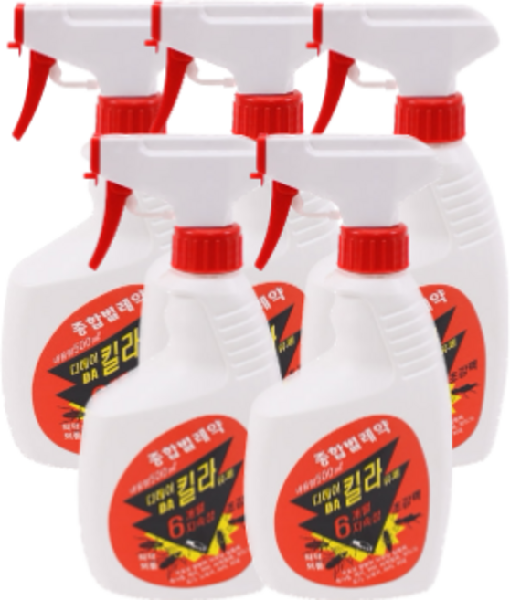 DA킬라500ml 지네퇴치 노래기 진드기 벼룩 바퀴벌레 거미 먼지다듬이 개미퇴치, 500ml, 5개