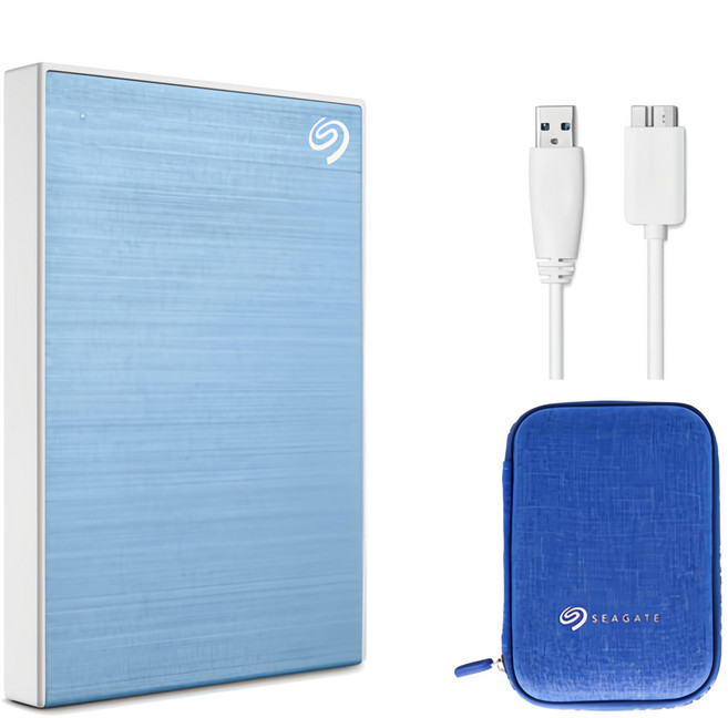 씨게이트 One Touch HDD 외장하드STKY2000402 데이터복구+암호화 기능+파우치+USB케이블, 2TB, 라이트블루