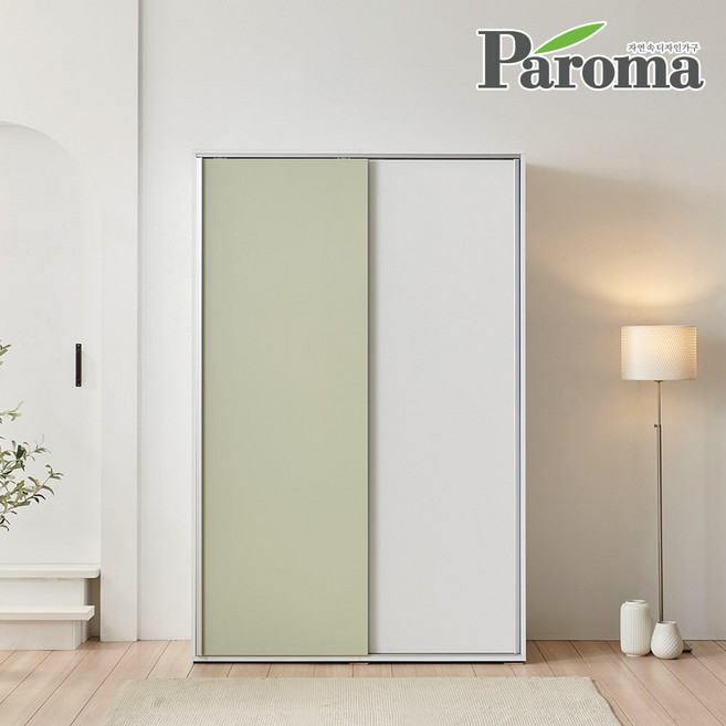 파로마 모닝 1500 키큰 행거형 슬라이딩 옷장 E0 자동댐핑도어 장농, 베이비핑크, C형(옷장+4단선반장)