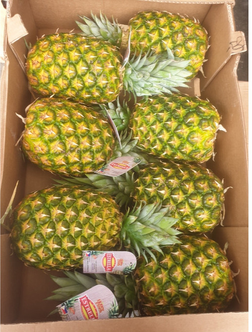 [당도선별] 골드 파인애플 2개입 4개입 6개입(1박스) 7개입(1박스) 10개입(1박스), 1박스, 고당도 골드파인애플 7수(대과) 12kg 1박스