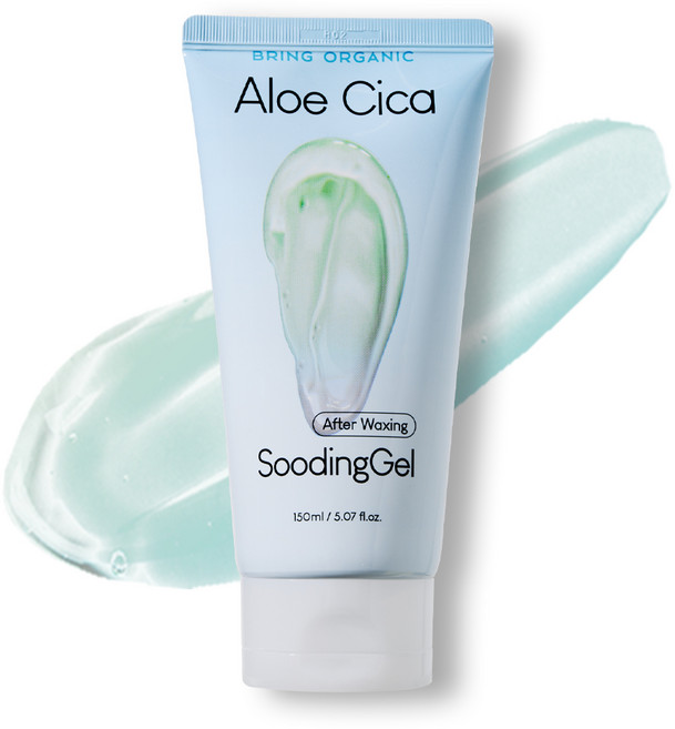 브링오가닉 알로에 시카 수딩젤 애프터 왁싱 후 관리 인그로운 헤어 케어 제거 브라질리언 다리 제모 면도, 150ml, 1개