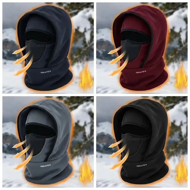 방수 폴라 플리스 발라클라바 모자 추운 날씨용 얼굴 가리개 사이클링 스키 목 워머 비니 캡