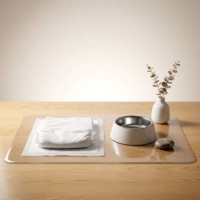 반려동물 바닥보호 pvc 투명 강아지 밥그릇 식기매트 배변판, 1mm 투명, 1개