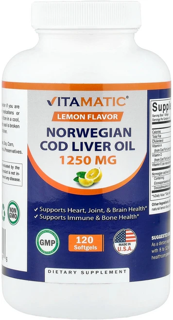 Vitamatic 아이슬란드 대구 간유 레몬 소프트젤 120정 Vitamatic (비타매틱), Vitamatic, 아이슬란드 대구 간유, 레몬, 소프, 1개 - 쿠팡