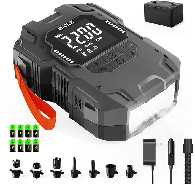 GILE 충전식 패들 배터리 듀얼 전기 인플 펌프 SUP 파워 보드 12VDC 22PSI, gray, 1개, 1개입