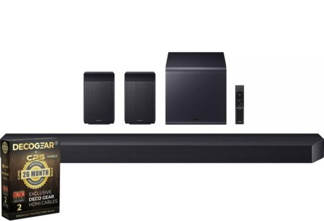 Samsung 삼성 Q 시리즈 사운드바 HW-Q990F 1114 채널 서브우퍼 + 리어 스피커 2025 Q-심포니 번들 Deco Gear CPS 독점 26개월 보호 패키지 BE