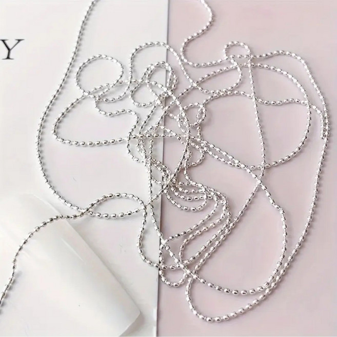 젤네일 파츠 줄참 체인 0.8미리 1m (실버), 1개