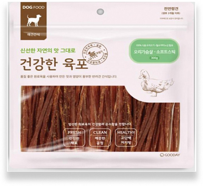 굿데이 건강한육포 반려견간식 300g, 오리가슴살, 1개