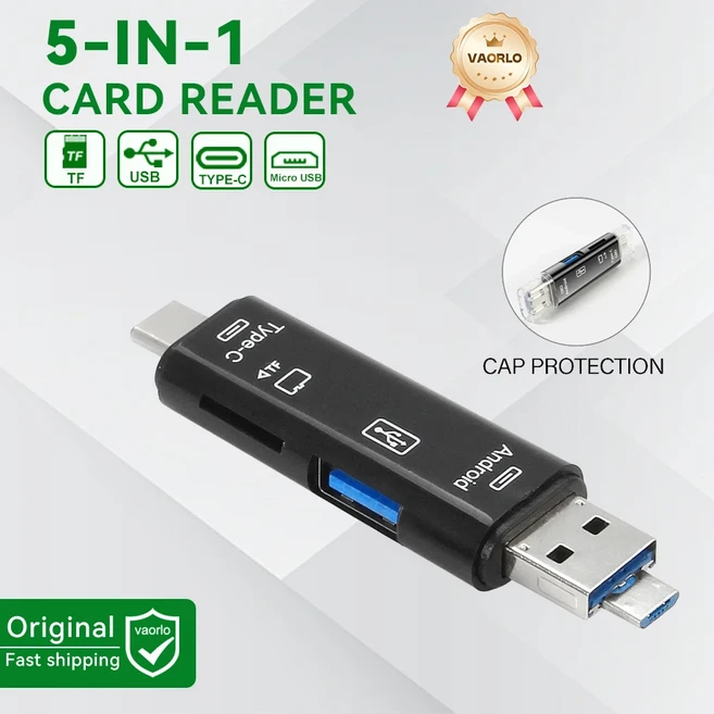 6in 1 OTG USB 3.0 카드 리더기 U 디스크 TYPE-C/USB/TF/SD 플래시 드라이브 메모리 어댑터 휴대폰 노트북, 04 5 IN1 Black