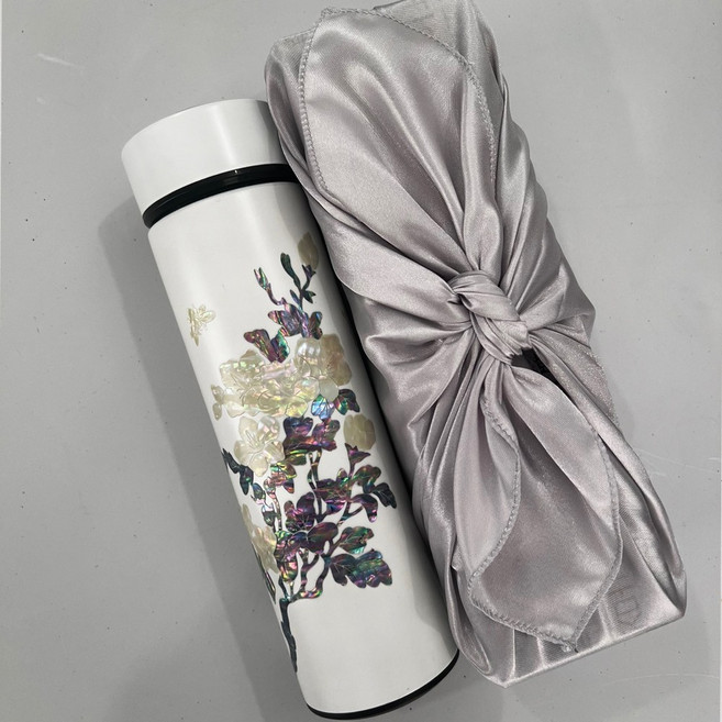 자개텀블러 보자기포장포함 보온보냉병 나전칠기 외국인기업단체선물용답례품, 1개, 500ml, 무궁화화이트