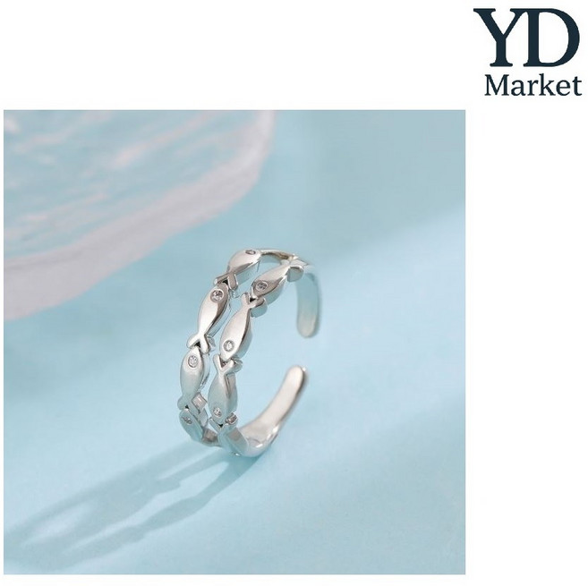 YD market 물고기반지 1쌍 2마리 실버 도금 애끼반지 여성 사이즈 조절