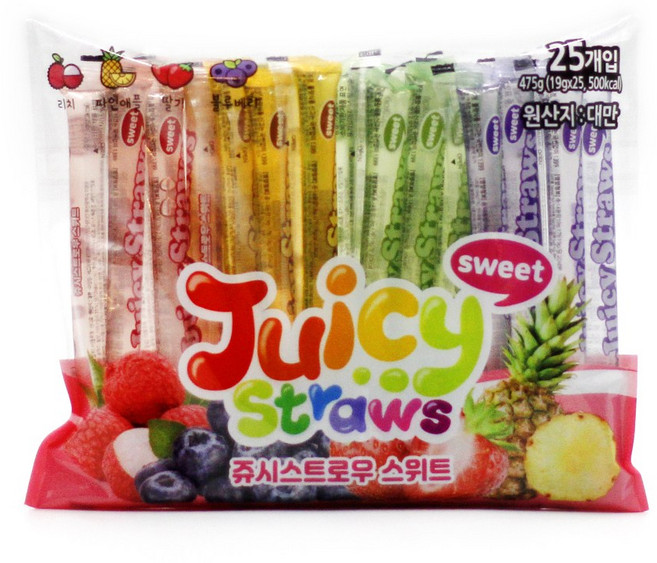 임박) 쥬시스트로우 스위트 무색소 과일맛 스틱젤리 26-06-17, 1개, 475g