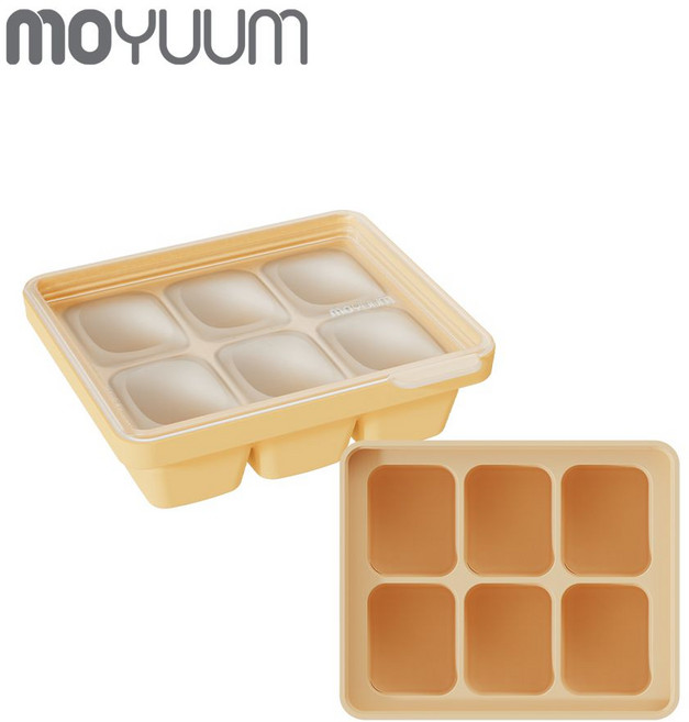 moyuum 6格 寶寶副食品儲存盒, 奶油黃, 1個, 60ml